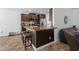 Kitchen with dark brown cabinets, granite counters, and island at 3348 Merganser Dr., Conway, SC 29527