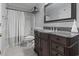 Clean bathroom with granite countertop, large vanity, and shower/tub combo at 394 Blackberry Ln., Myrtle Beach, SC 29579