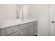 Clean bathroom with gray vanity and a sizable countertop at 1137 Black Lake Way, Conway, SC 29526