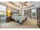 Bright main bedroom with high ceilings, ceiling fan, and a large bed at 1536 Suncrest Dr., Myrtle Beach, SC 29577