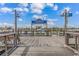 Harborwalk with signage on a wooden dock, benches, and lighting fixtures at 16 Johnstone Ln., Georgetown, SC 29440