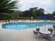 Community pool with ample lounge chairs and a table with seating at 175 Saint Clears Way # 23A, Myrtle Beach, SC 29572