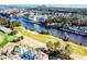 Stunning aerial view of waterfront property with golf course at 2117 Mirabel Ct., North Myrtle Beach, SC 29582