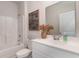 Neat bathroom with single vanity and bathtub at 2814 Riverboat Way, Conway, SC 29526