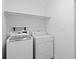 Well-equipped laundry room featuring modern washer/dryer set and convenient wall shelving at 5933 Rahnavard Blvd., Myrtle Beach, SC 29588