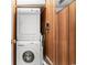 Stackable washer and dryer in a small laundry room at 6000 N Ocean Blvd. # 317, North Myrtle Beach, SC 29582