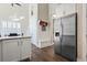 Kitchen area with stainless steel refrigerator at 6624 Lagoon Pl., Myrtle Beach, SC 29572