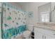 Charming bathroom with a turtle-themed shower curtain at 1113 Mary Read Dr., North Myrtle Beach, SC 29582