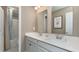 Double vanity bathroom with a shower/tub combo and neutral palette at 114 Ranch Haven Dr., Murrells Inlet, SC 29576