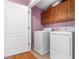 Convenient laundry room with washer, dryer, and cabinets at 116B 15Th Ave. N, Surfside Beach, SC 29575