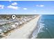 Aerial view of beach neighborhood, home is marked at 1514-A S Ocean Blvd., Surfside Beach, SC 29575