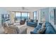 Living room with ocean view and comfortable seating at 1690 North Waccamaw Dr. # 807, Garden City Beach, SC 29576