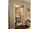 Small bathroom with shower, toilet and pedestal sink at 1919 Spring St. # B11, North Myrtle Beach, SC 29582