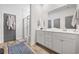 Modern bathroom with double vanity and walk-in shower at 2360 Goldfinch Dr., Myrtle Beach, SC 29577