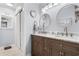 Double vanity bathroom with marble countertop and modern fixtures at 403 36Th Ave. N, North Myrtle Beach, SC 29582