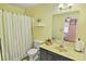 Bathroom with shower/tub combo, vanity, and toilet at 601 37Th Ave. N # C, Myrtle Beach, SC 29577