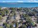 Aerial view of neighborhood near water, showing homes and trees at 602 Olive St., Georgetown, SC 29440