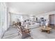 Bright living space with modern decor, wood floors, neutral sofa, and seamless flow into dining and kitchen areas at 705 Choctaw Dr., Conway, SC 29526