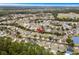 Aerial view of neighborhood showing home location near pond at 869 Silvercrest Dr., Myrtle Beach, SC 29579