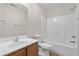 Bathroom with wood vanity, tub, and shower at 869 Silvercrest Dr., Myrtle Beach, SC 29579