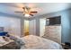 Bedroom with ceiling fan, hardwood floors, and built-in dresser at 1020 Thomas Ave., North Myrtle Beach, SC 29582