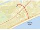 Map of local area, with proximity to the Atlantic Ocean, Highway 17 S, and several golf courses at 1020 Thomas Ave., North Myrtle Beach, SC 29582