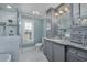 Elegant bathroom with granite countertop, large shower, and soaking tub at 103 Lakeside Dr., Tabor City, NC 28463