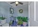 Unique bathroom with grey sink, plants, and light blue walls at 103 Lakeside Dr., Tabor City, NC 28463