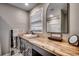 Modern bathroom with butcher block vanity and walk-in shower at 1100 Naomi Ave., Conway, SC 29526