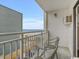 Condo balcony with ocean view and patio furniture at 1205 S Ocean Blvd. # 50412, Myrtle Beach, SC 29577