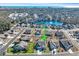 Aerial view showcasing the house's location in a residential community at 1810 N Cove Ct., North Myrtle Beach, SC 29582