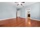 Spacious bedroom with hardwood floors and ceiling fan at 1901-B High St., Myrtle Beach, SC 29577