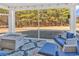 Relaxing screened porch with seating area and fire pit at 206 Calhoun Falls Dr., Myrtle Beach, SC 29579