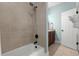 Bathroom with a shower/tub combo and a single vanity at 4918 Old Appleton Way, North Myrtle Beach, SC 29582