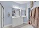 Updated bathroom featuring a vanity with a large mirror at 541 Sand Ridge Rd., Conway, SC 29526