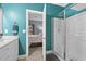 Bathroom with shower, vanity, and view into bedroom at 5522 Elba Way # 5522, Myrtle Beach, SC 29579