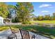 Patio with chairs overlooking a pond and golf course at 244 Mckendree Ln., Myrtle Beach, SC 29579