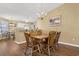 Dining room features a wood table and chairs near kitchen at 244 Mckendree Ln., Myrtle Beach, SC 29579