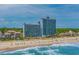 Aerial view of two beachfront high-rise buildings at 3000 N Ocean Blvd. # 2002, Myrtle Beach, SC 29577