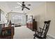 Inviting living room featuring carpet, ceiling fan and window with blind at 3141 Shorecrest Bay Dr., Murrells Inlet, SC 29576