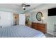 The main bedroom flows into the bathroom and kitchen for a seamless design at 4103 N Ocean Blvd. # 504, North Myrtle Beach, SC 29582