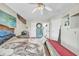 Cozy bedroom with carpet, ceiling fan, and built-in shelving at 412 Chesterfield Ct., Myrtle Beach, SC 29577