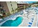 Aerial view of resort-style pool and lounge areas at 5511 N Ocean Blvd. # 309, Myrtle Beach, SC 29577