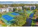 Aerial view of tennis courts and pond at 5905 S Kings Hwy. # 514-B, Myrtle Beach, SC 29575