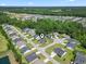 Picturesque aerial showing a residential neighborhood surrounded by green landscapes and community lakes at 901 Queensferry Ct., Conway, SC 29526