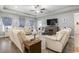 Tan leather furniture in living room with fireplace and large TV at 901 Queensferry Ct., Conway, SC 29526