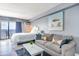 Studio bedroom with ocean view and small living area at 1207 S Ocean Blvd. # 20507, Myrtle Beach, SC 29577