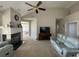 Spacious living area with high ceilings and a fireplace at 1818 Topsail Ln., North Myrtle Beach, SC 29582
