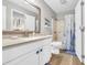 Bathroom with single vanity, toilet and shower/tub combo at 1890 Colony Dr. # 17-G, Surfside Beach, SC 29575
