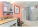 Bathroom featuring tub and shower, granite vanity, stylish fixtures, and ample lighting at 2504 North Ocean Blvd. # 436, Myrtle Beach, SC 29577